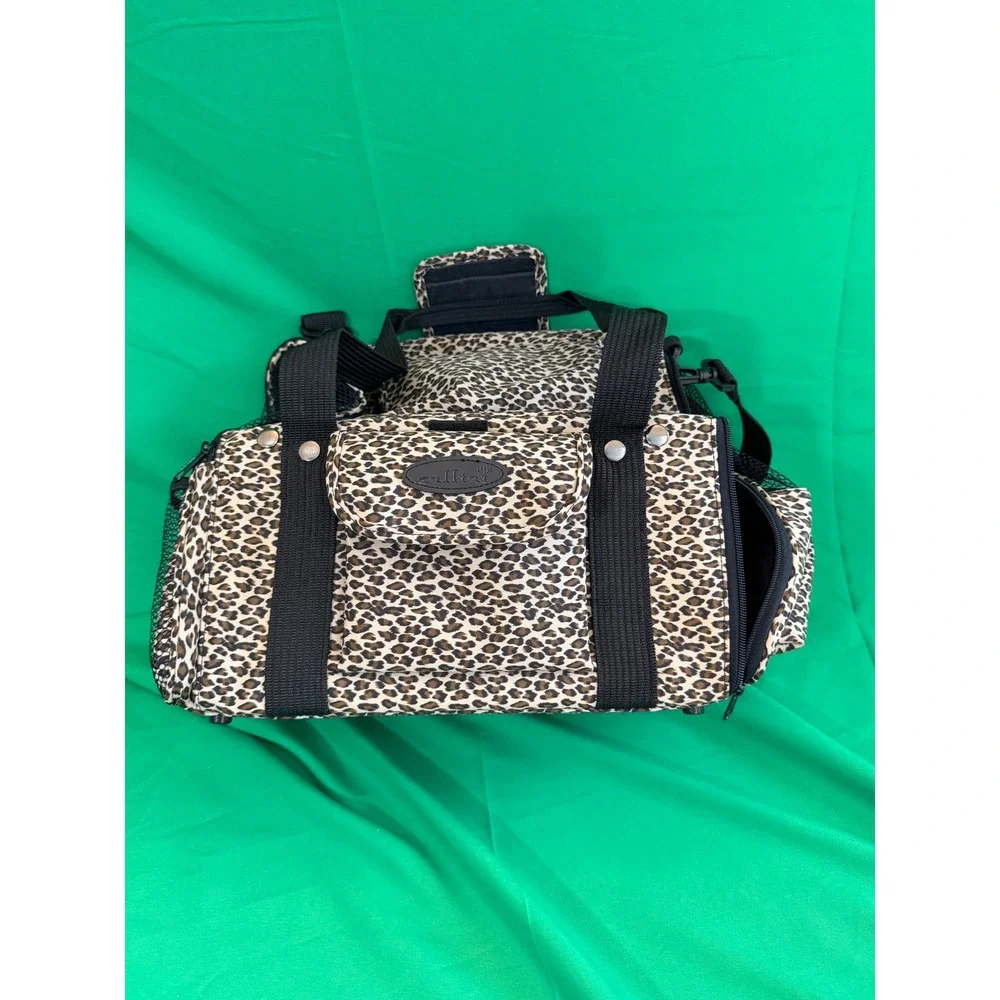 Celltei Leopard Print Pet Carrier Small Dog Cat Travel Bag Mesh Sides Brown